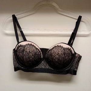 Victoria Secret Very Sexy push up Bra 36B Nude with Black Lace